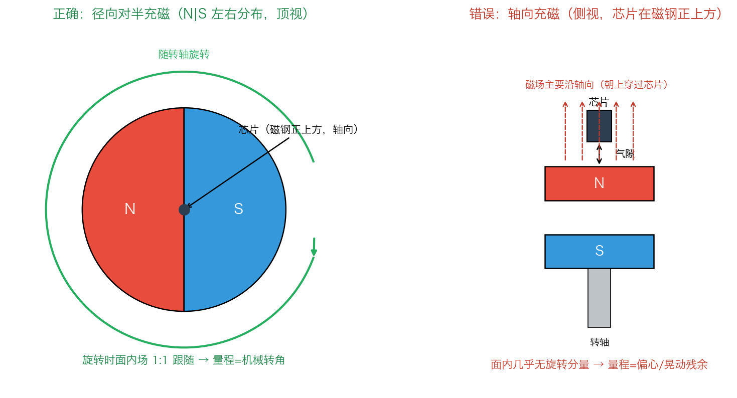 两种充磁方向对比